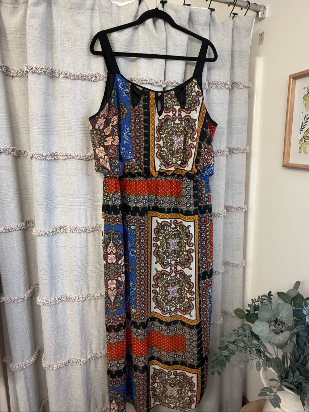 ENFOCUS Women Multi-Color Lined Maxi Dress Plus Size 20W
